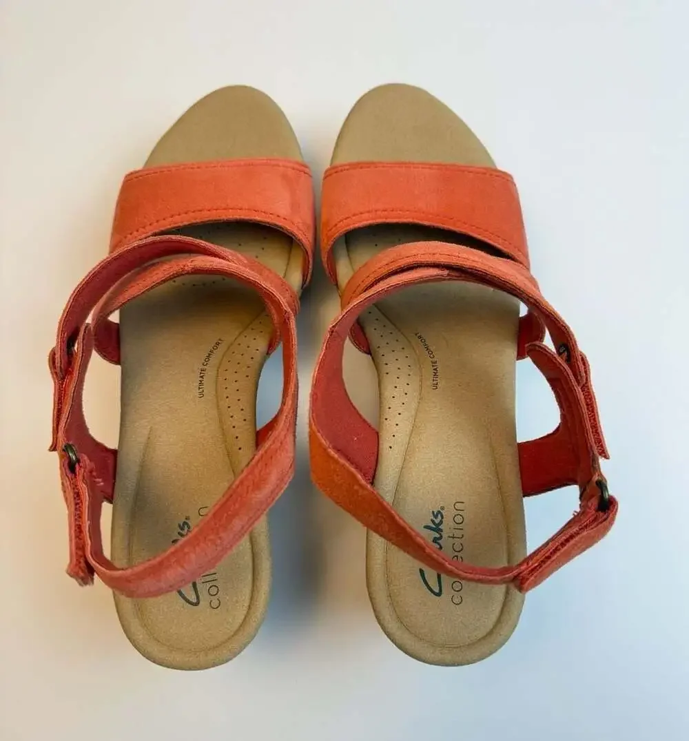 Clarks Rose Way Wedge Sandal Grenadine Suede Size US 10M